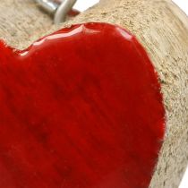 Dekoratív fogas fa szívek dekoratív szívek piros Ø5-5,5cm 12 db