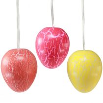 tételeket Dekoratív fogas húsvéti tojás sárga/rózsaszín/piros craquelure Ø20cm 3db
