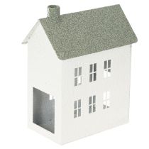 tételeket Dekoratív fémház alakú ház ablakokkal és kéménnyel, 22 cm