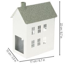 tételeket Dekoratív fémház alakú ház ablakokkal és kéménnyel, 22 cm