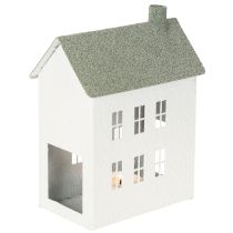 tételeket Dekoratív fémház alakú ház ablakokkal és kéménnyel, 22 cm