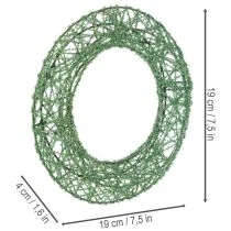 tételeket Zöld dekoratív drótháló koszorú barkácsoláshoz, 19 cm, 2 darab