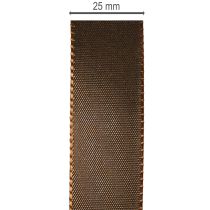 tételeket Barna taft szalag tekercsben, sokoldalúan felhasználható dekorációhoz, 25 mm széles, 50 m hosszú