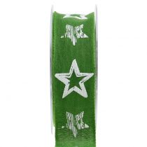 Dekoratív juta szalag csillag motívummal zöld 40mm 15m