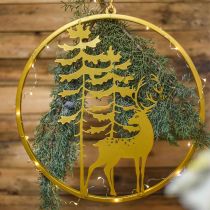 tételeket Arany díszgyűrű felakasztható szarvas fém dekoráció karácsonyi Ø38cm