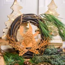 tételeket Díszgyűrű karácsonyra, rénszarvas a gyűrűben, Mikulás ajándékkal, fém dekoráció patina Ø18cm 2 db-os szett