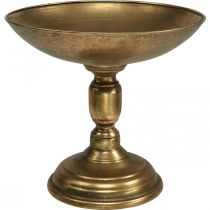 Dekoratív tál lábon Dekoratív tányér arany antik megjelenés Ø28cm H26cm