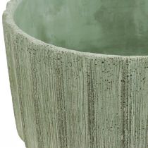 Dekoratív tál zöld kerámia retro csíkos Ø20cm H11cm
