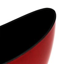Dekoratív tál műanyag piros-fekete 24cm x 10cm x 14cm, 1db
