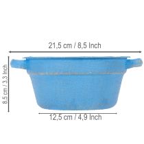 tételeket Dekoratív tál/ültetvény, kék fém, shabby chic dekoráció, Ø17cm, M8.5cm
