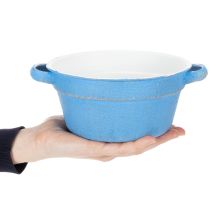 tételeket Dekoratív tál/ültetvény, kék fém, shabby chic dekoráció, Ø17cm, M8.5cm