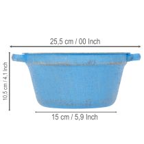 tételeket Dekoratív tál/ültetvény, kék fém, shabby chic dekoráció, Ø21cm, M10.5cm