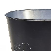 tételeket Dekoratív tál fém ovális fekete ezüst virágok 20,5×12,5×12cm