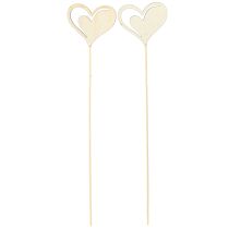 tételeket Dekoratív dugó szívek piros fehér fa díszítés 7,5×6,5cm 12 db