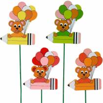 Deco dugós toll macikkal és léggömbökkel virágdugó nyári dekoráció gyerekeknek 16 db