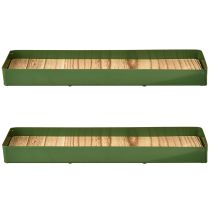tételeket Dekoratív tálca fém fa fémtálca zöld 35,5×11×3cm 2db