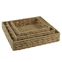tételeket Dekoratív tálca négyzet alakú fém kosár natúr 30/25/20cm 3 db
