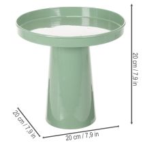 tételeket Dekoratív fémtányér, zöld, kerek talpú, virágdíszekhez való tálca, 20cm