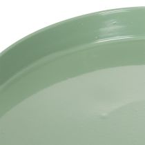 tételeket Dekoratív fémtányér, zöld, kerek talpú, virágdíszekhez való tálca, 20cm