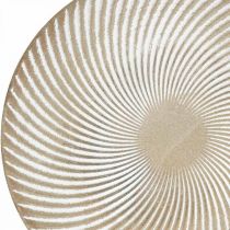 Dekoratív tányér kerek fehér barna hornyú asztali dekoráció Ø30cm H3cm