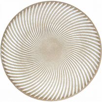 Dekoratív tányér kerek fehér barna hornyú asztali dekoráció Ø35cm H3cm