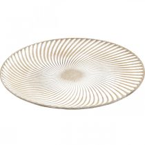 tételeket Dekoratív tányér kerek fehér barna hornyú asztali dekoráció Ø40cm H4cm