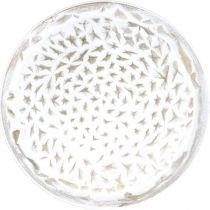 Dekoratív tányér fehér kerek barna szerkezetű vintage asztaldísz Ø39cm