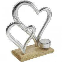 tételeket Tealámpa tartó szív fém dekoráció asztaldísz fa 22cm