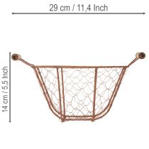 tételeket Vintage kerek drótkosár fa fogantyúkkal, fém kosár, rozsdabarna felület, Ø22cm