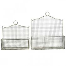 tételeket Drótkosár, fali kosár, növénykosár Shabby Chic L38/32cm 2 db-os készlet