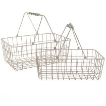 tételeket Drótkosár fogantyúkkal szürke 34×20,5cm / 38×24,5cm 2 db-os készlet