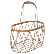 tételeket Ovális drótkosár fogantyúval, kerti dekoráció, rozsdabarna felület, 30/25 cm, 2 db-os szett