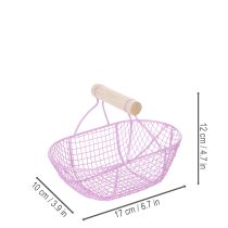 tételeket Drótkosár fa fogantyúval, ideális modern életstílushoz és stílusos dekorációhoz, 17 cm, 6 darab