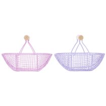 tételeket Drótkosár fa fogantyúval, ideális modern életstílushoz és stílusos dekorációhoz, 17 cm, 6 darab