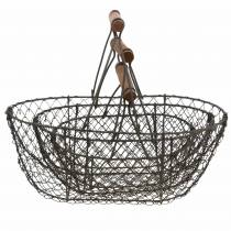 tételeket Drótkosár fogantyúval barna fém 20/25 / 30cm 3 db-os készlet