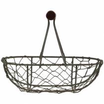 tételeket Ovális drótkosár füllel, szürke, 17×11cm, M15cm, 2 darab
