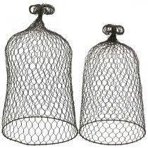 tételeket Díszharang fémből, mászást segítő, drót kapucni barna, patina H50/41cm Ø30/25cm, 2 db