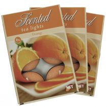 tételeket Illatos gyertyák narancssárga, tealámpa illatú, szobaillatos gyertya Ø3,5cm H1,5cm 18 db