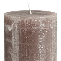 tételeket Nagy barna oszlopgyertyák, egyszínű füstbarna, rusztikus dizájn, 100 órás égési idő, elegáns díszítés, 2 db-os szett, 85x200mm