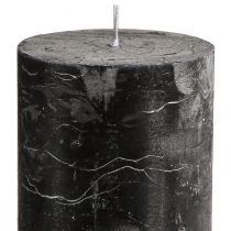 tételeket Fekete oszlopgyertyák, egyszínű, 70×120 mm, 4 darabos készlet - Rusztikus díszgyertyák stílusos asztaldíszítéshez és hangulathoz