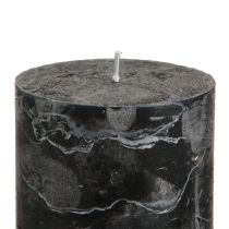 tételeket Tömör fekete oszlopgyertyák 70×80 mm, 4 darabos készlet - Elegáns díszgyertyák adventi koszorúkra és Halloweenre