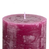 tételeket Átfestett divatos gyertyák Berry Purple színben, oszlopgyertyák, 70×80 mm, 4 db-os készlet, asztaldísz