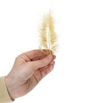tételeket Valódi tollak kézműveskedéshez világos sárga színben, 5cm – 10cm, 20g