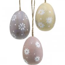 Húsvéti tojás virágos dekoráció fa tojás felakasztásához válogatva 7cm 3db