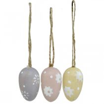 tételeket Mini húsvéti tojások, virágos fa tojások, húsvéti dekoráció lila, rózsaszín, sárga H3,5cm 6db