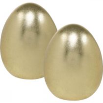 Arany dísztojás, húsvéti dekoráció, kerámia tojás H13cm Ø10,5cm 2db
