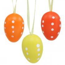 Mini húsvéti tojás akasztható pontozott sárga, piros, narancssárga H4cm 24db