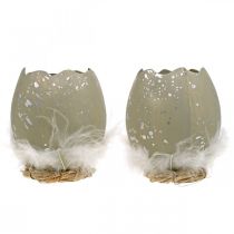 tételeket Tojás díszítéshez, húsvéti, deco tojás fele, tavaszi dekoráció Ø8cm H10cm szürke, ezüst 4db