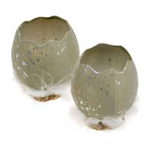tételeket Tojás díszítéshez, húsvéti, deco tojás fele, tavaszi dekoráció Ø8cm H10cm szürke, ezüst 4db