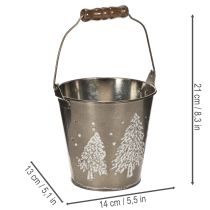 tételeket Dekoratív vödör fenyőfákkal és fa nyéllel, 13cm